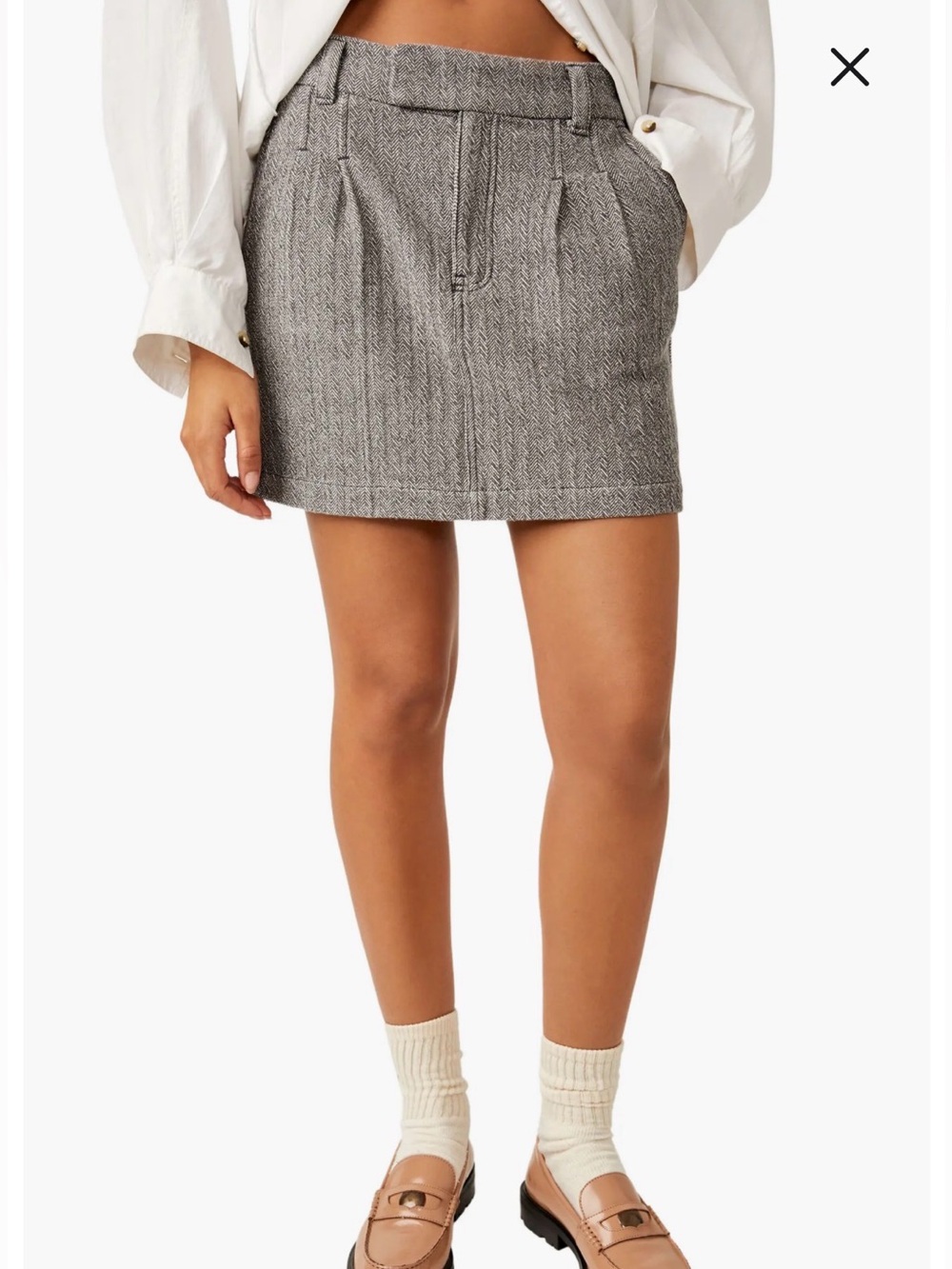 NWT Free People Pop Preppy Herringbone Miniskirt